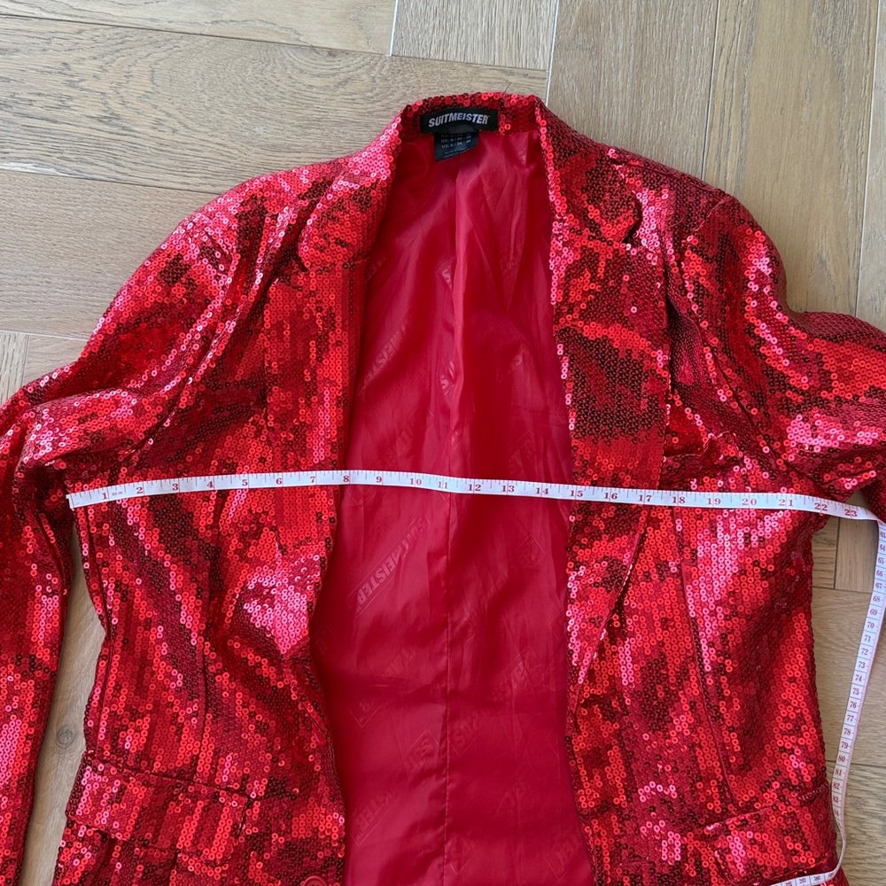 Vibrant Red Sequin Blazer - Picture 5 of 8